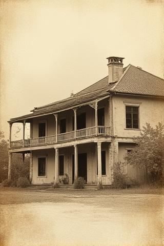 Aklat cover ng 'Mga Kwento ng Lumang Bayan' na may sepia photo ng lumang bahay